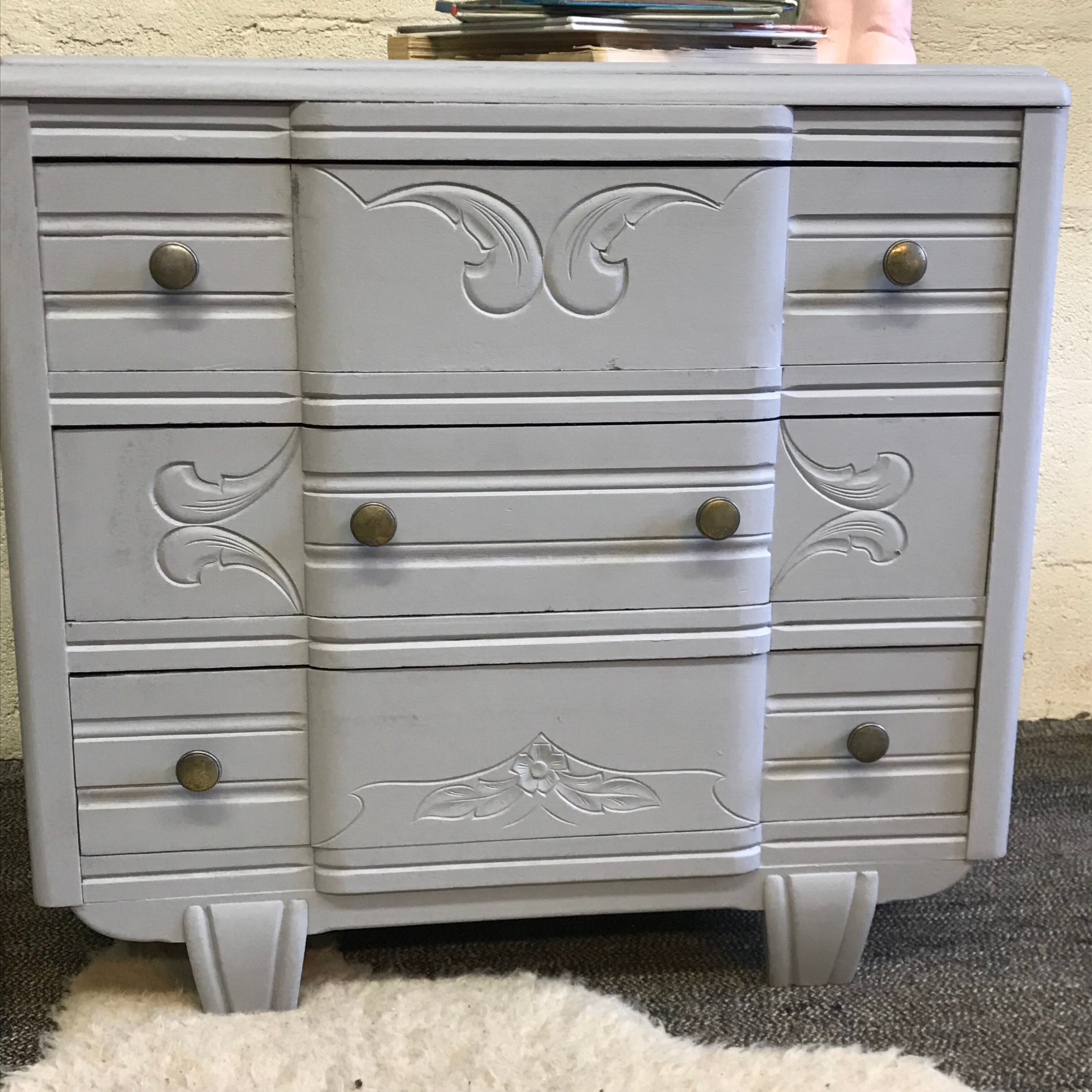 Chest of drawers wooden gray zinc 30 years