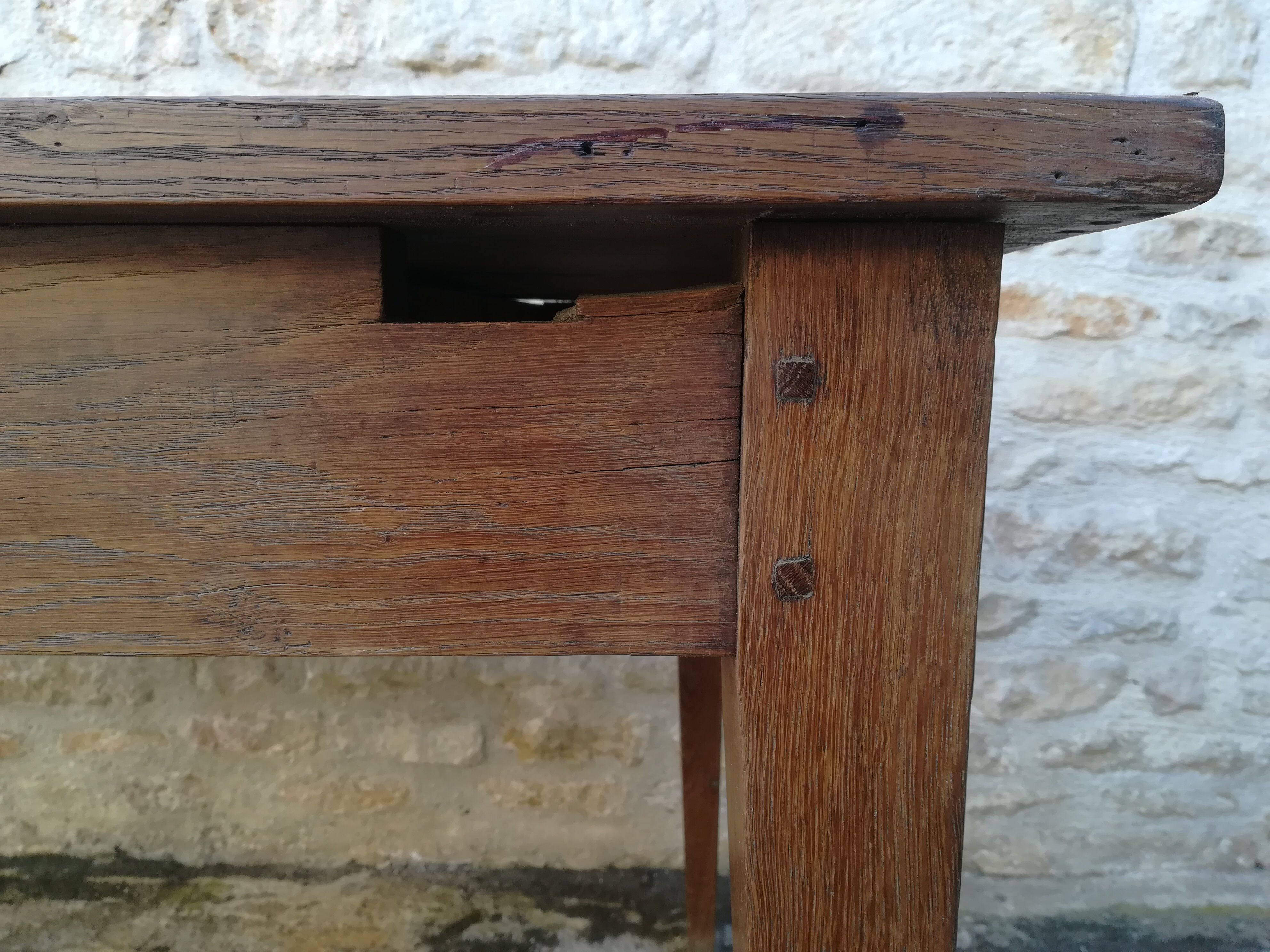 Oak farmhouse table two drawers