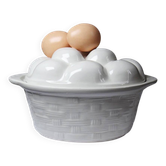 Vintage trompe-l’œil terrine with eggs in white earthenware, 1960s-1980s
