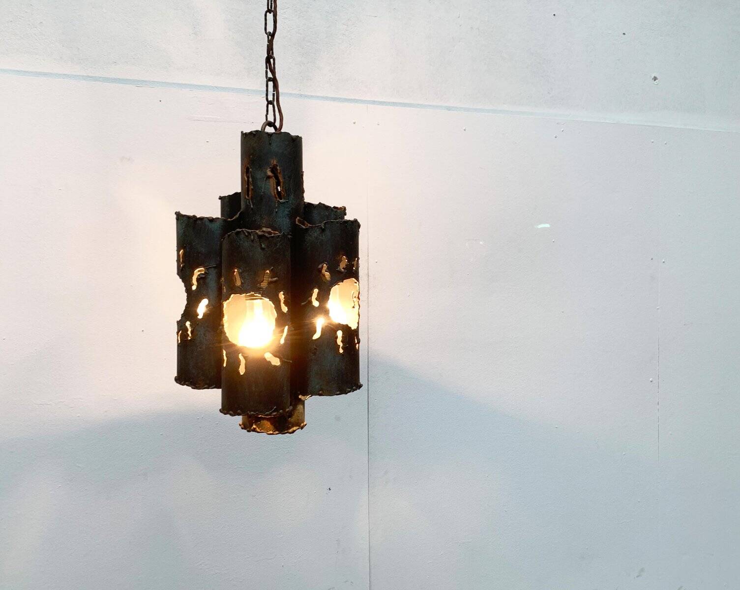 Brutalist Mid-Century Metal Pendant