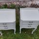 Pair of Louis XV style bedside tables with 3 drawers, Luxembourg green