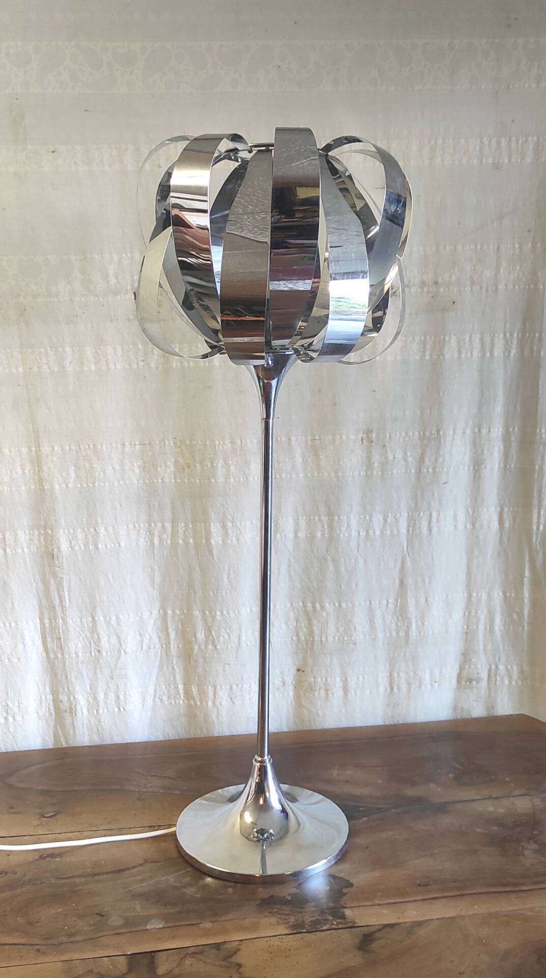 XL table lamp in chrome metal by Seylumiere - 70s/80s