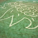 Square dish in glazed ceramic, scarified, signed Jacques Sagan Vallauris,