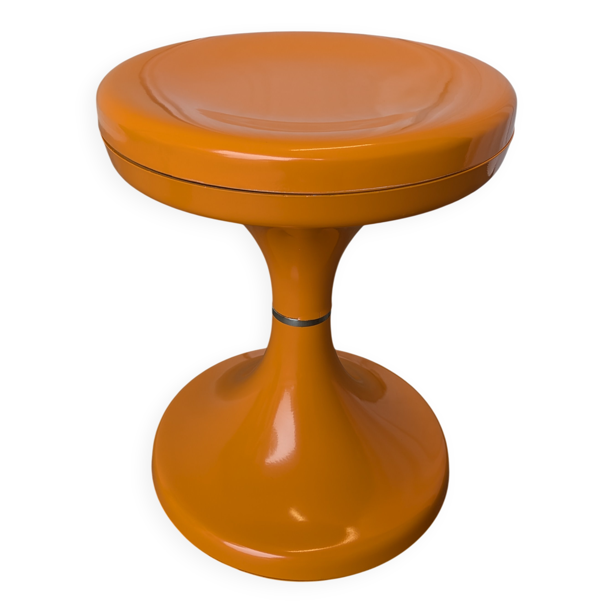 Orange Vintage Mushroom Stool “Jurček” by Meblo, 1960s – Space Age Retro