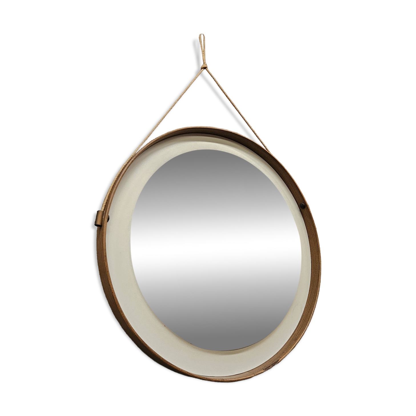 Vintage 1970s PVC and faux leather wall mirror