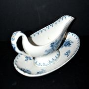 Sarreguemines U&C Flore sauce boat in earthenware with blue flowers