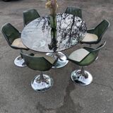 Oval dining table & 6 Gastone Rinaldi vintage chairs Roche Bobois