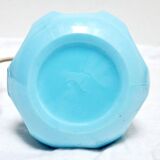 French 1950s Bale Shape Blue Opaline Glass Lamp Bulbous Gourd Cotton Bale