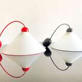 Ceiling lamps in opal glass Italian 1970s
