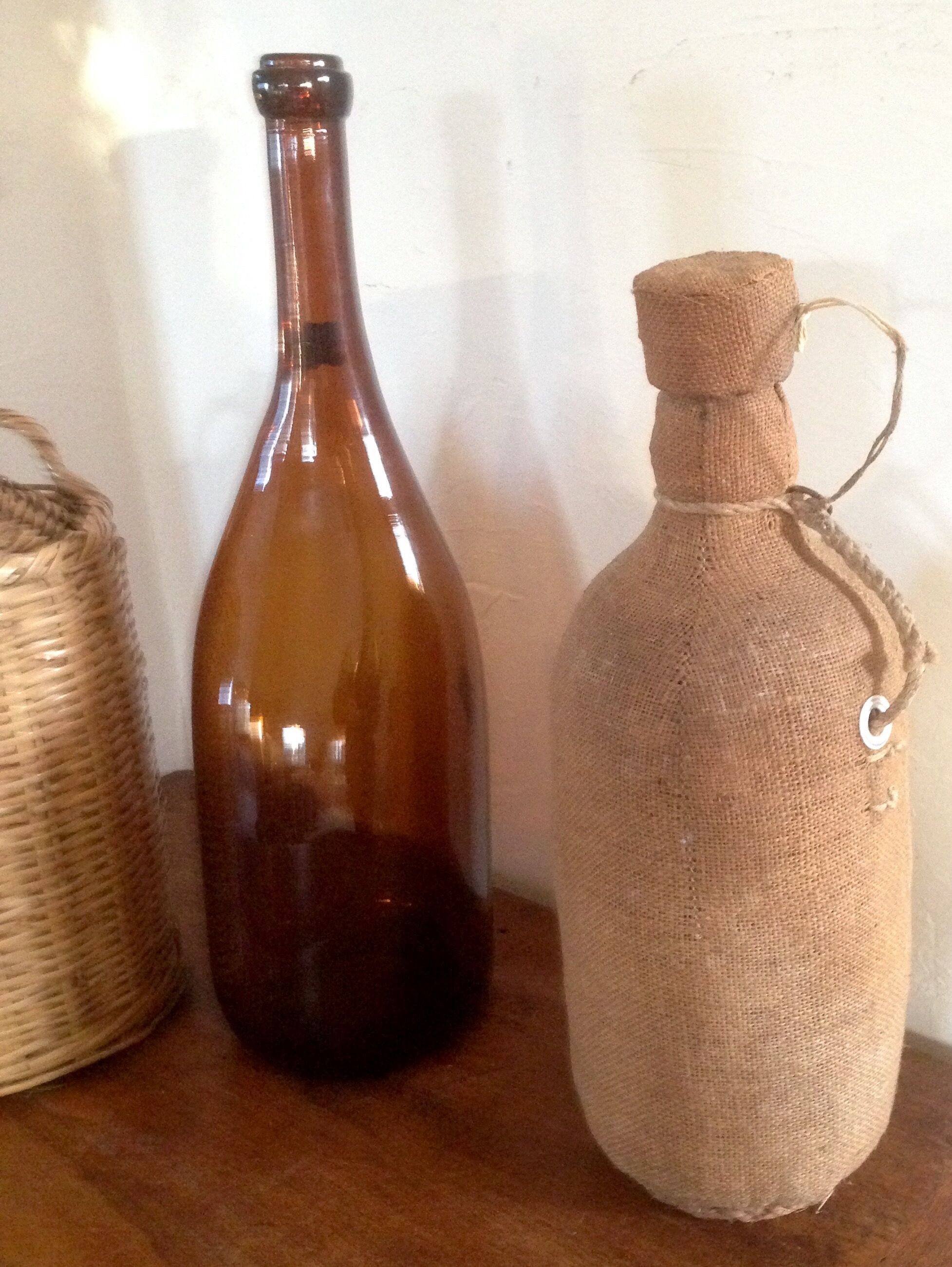 Bottle vintage burlap