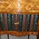 19th century marquetry and leather bedside, 19th century
