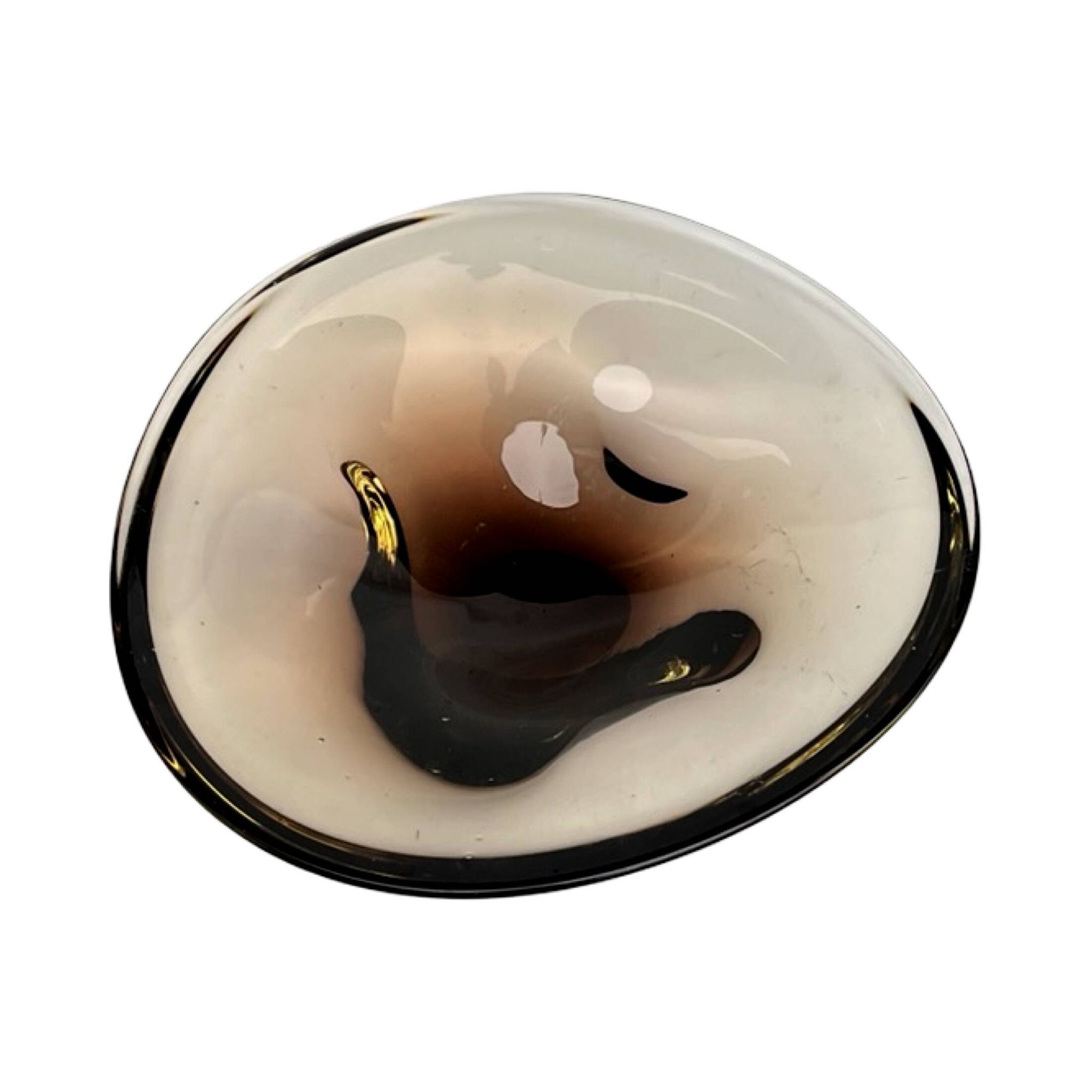 Hand-formed glass bowl designed by M Klinger, Železný Brod Sklo, Czech 1970