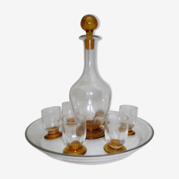 Service à liqueur vintage en verre  8  pièces