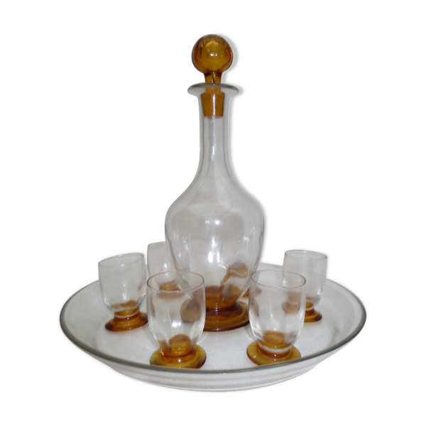 Service à liqueur vintage en verre 8 pièces