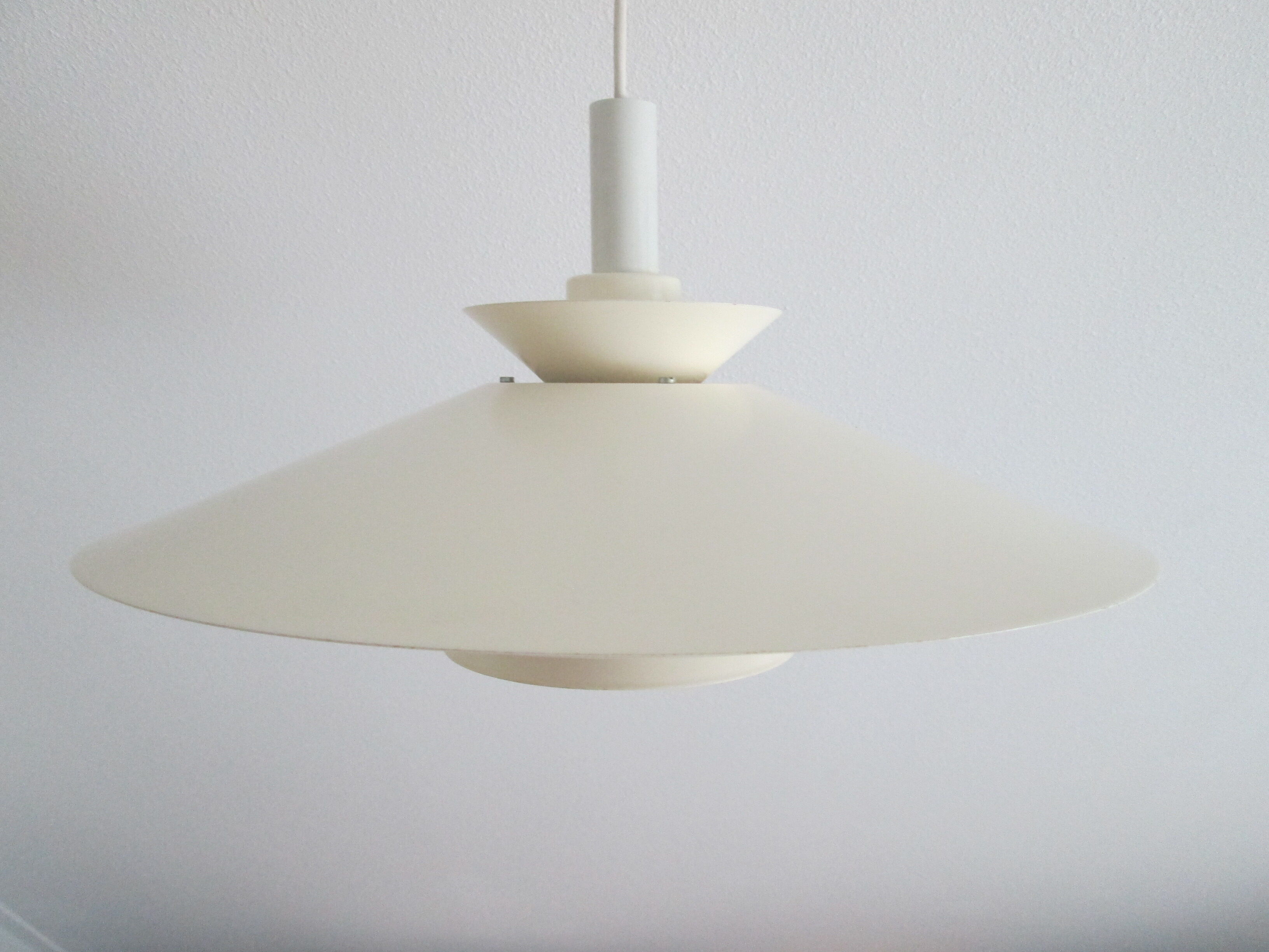 Danish Mid-century vintage pendant light, off-white, classic lines, glare free, PH-style