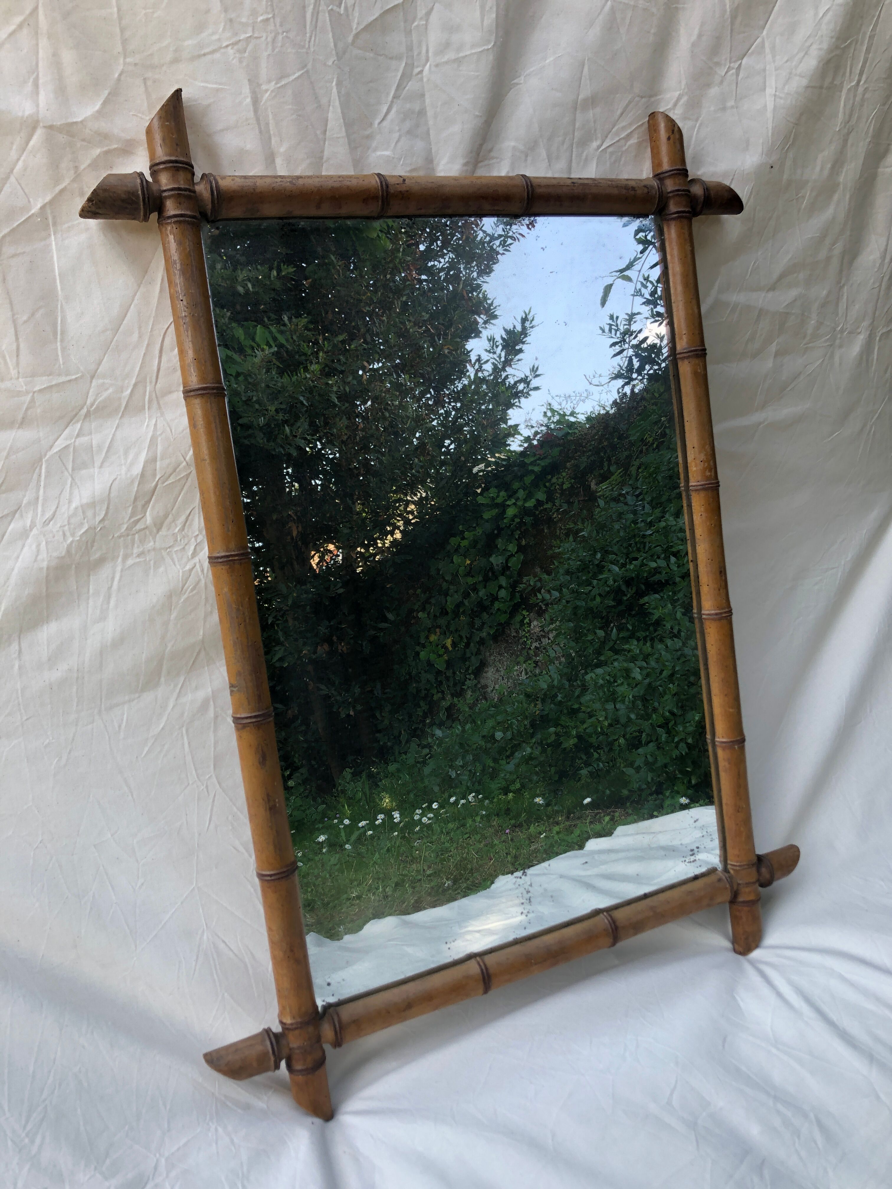Rectangle bamboo mirror 70x50cm
