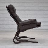 1970s, Scandinavian design, lounge chair, original condition, leather, bent wood.