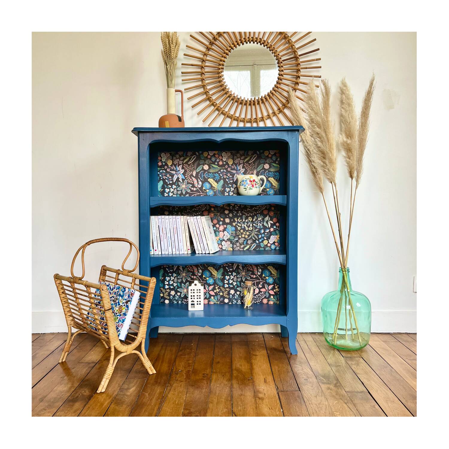 Rattan magazine rack