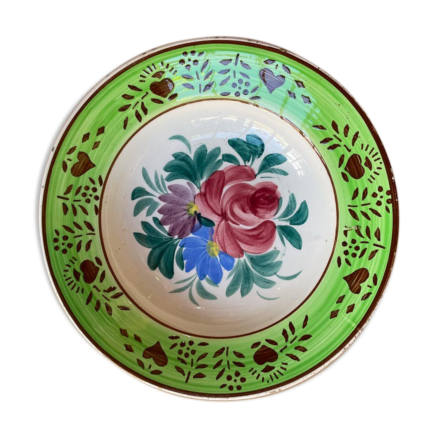 Floral decorative plate of the pays de l'est verte