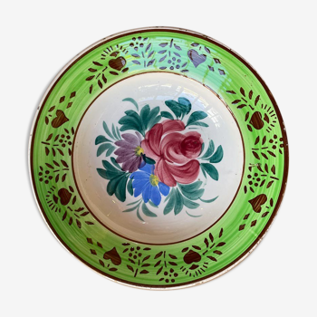 Assiette decorative fleurie des pays de l'est verte