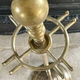 Brass fireplace accessory set with vintage stand
