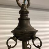 Chandelier in white alabaster and antique brass.