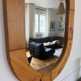 Oval mirror in solid pine from the 70s
