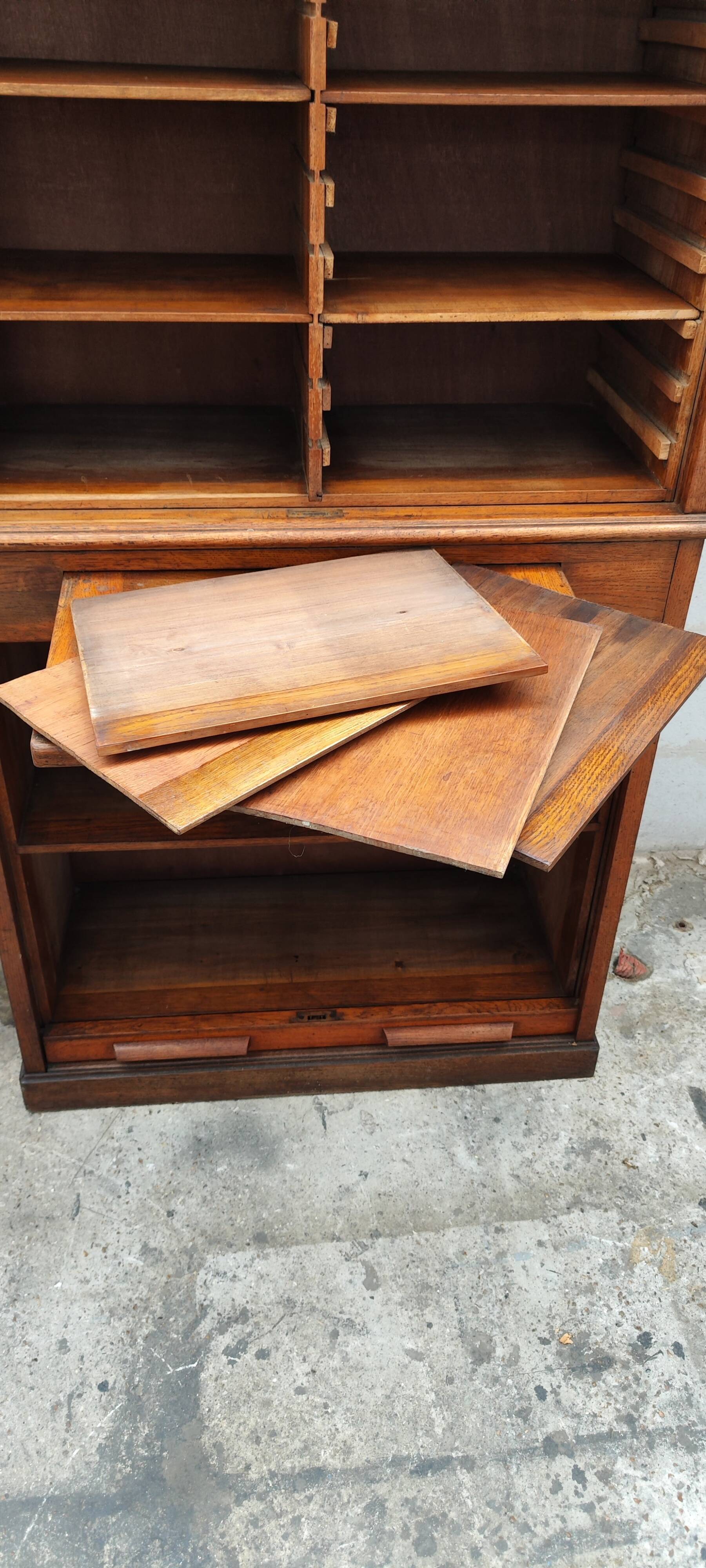 Old oak curtain filing cabinet