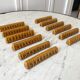 Set of 12 knife holders in rattan pattern rattan 50s