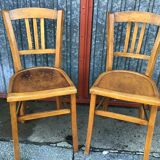 Lot de 2 chaises de bistrot bois 1950