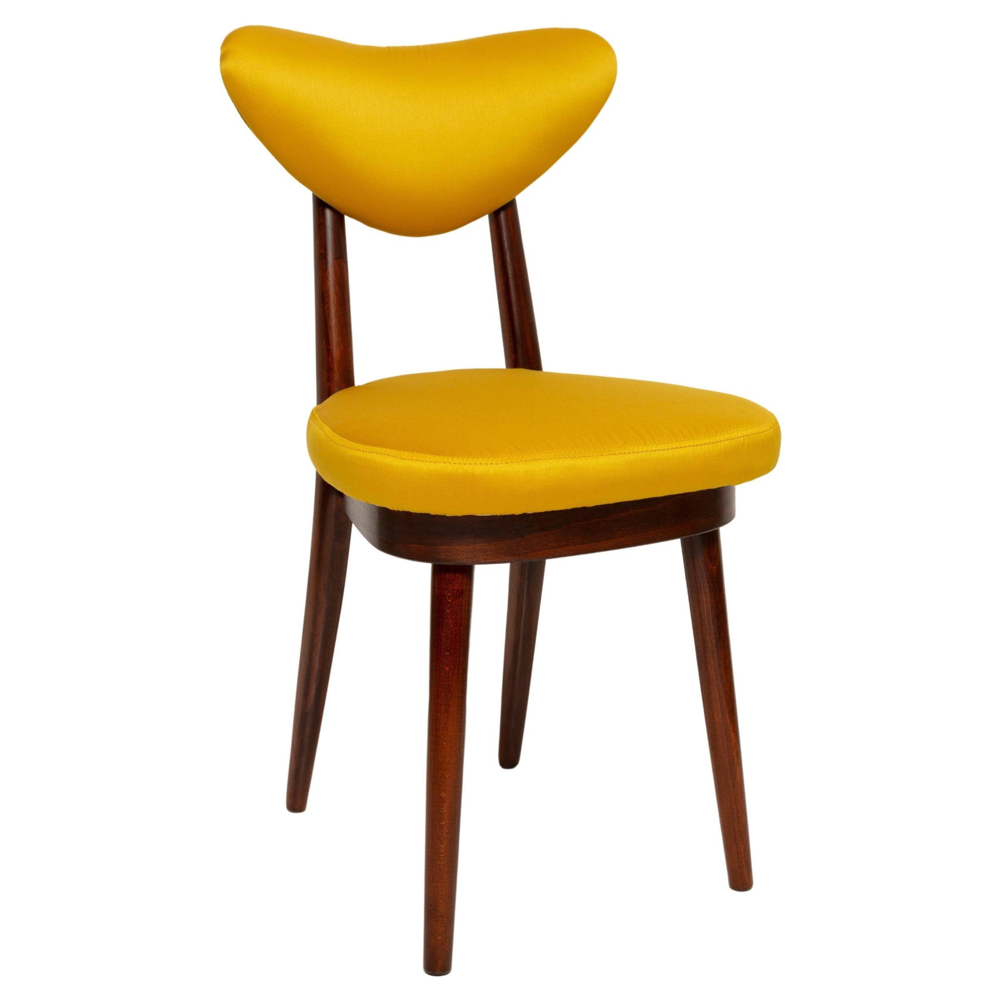 Midcentury Heart Chair in Yellow Satin Dedar Gildo Fabric, Europe, 1960s