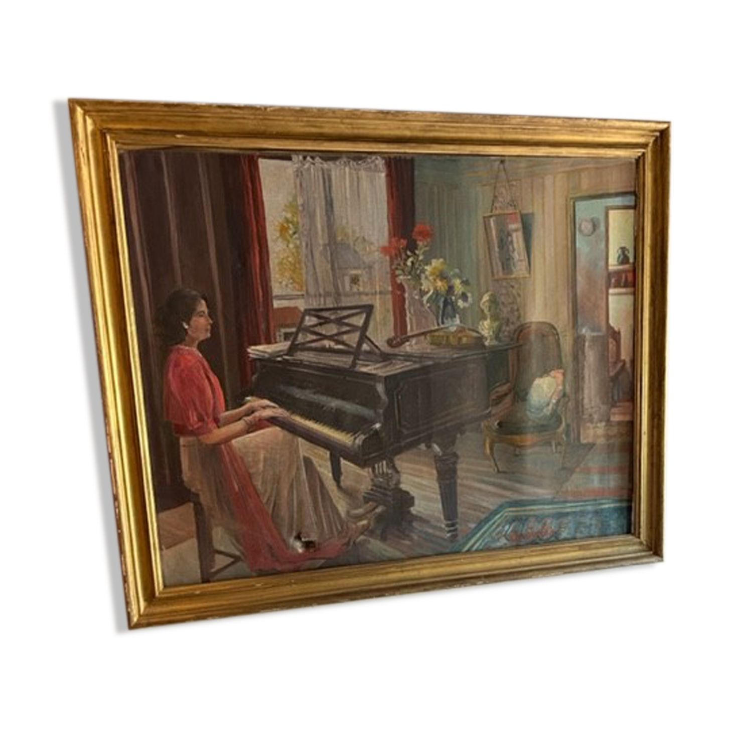 Old painting gilded wood frame