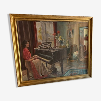 Old painting gilded wood frame