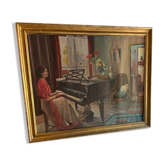 Peinture ancienne cadre bois doré