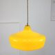 Mid-Century Italian Brass and Yellow Glass Pendant Lamp