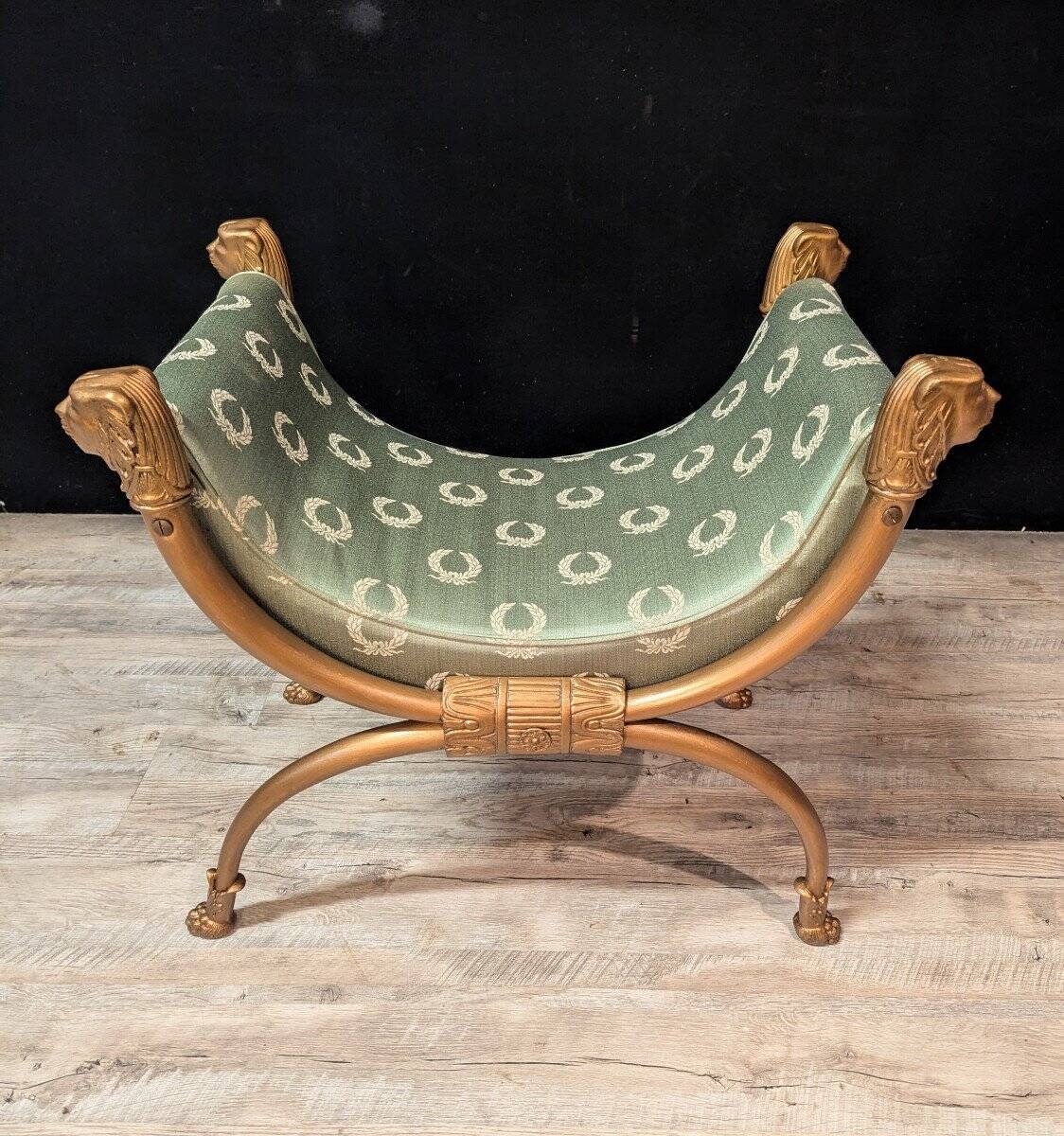 Curule Chair in Gilded Brass