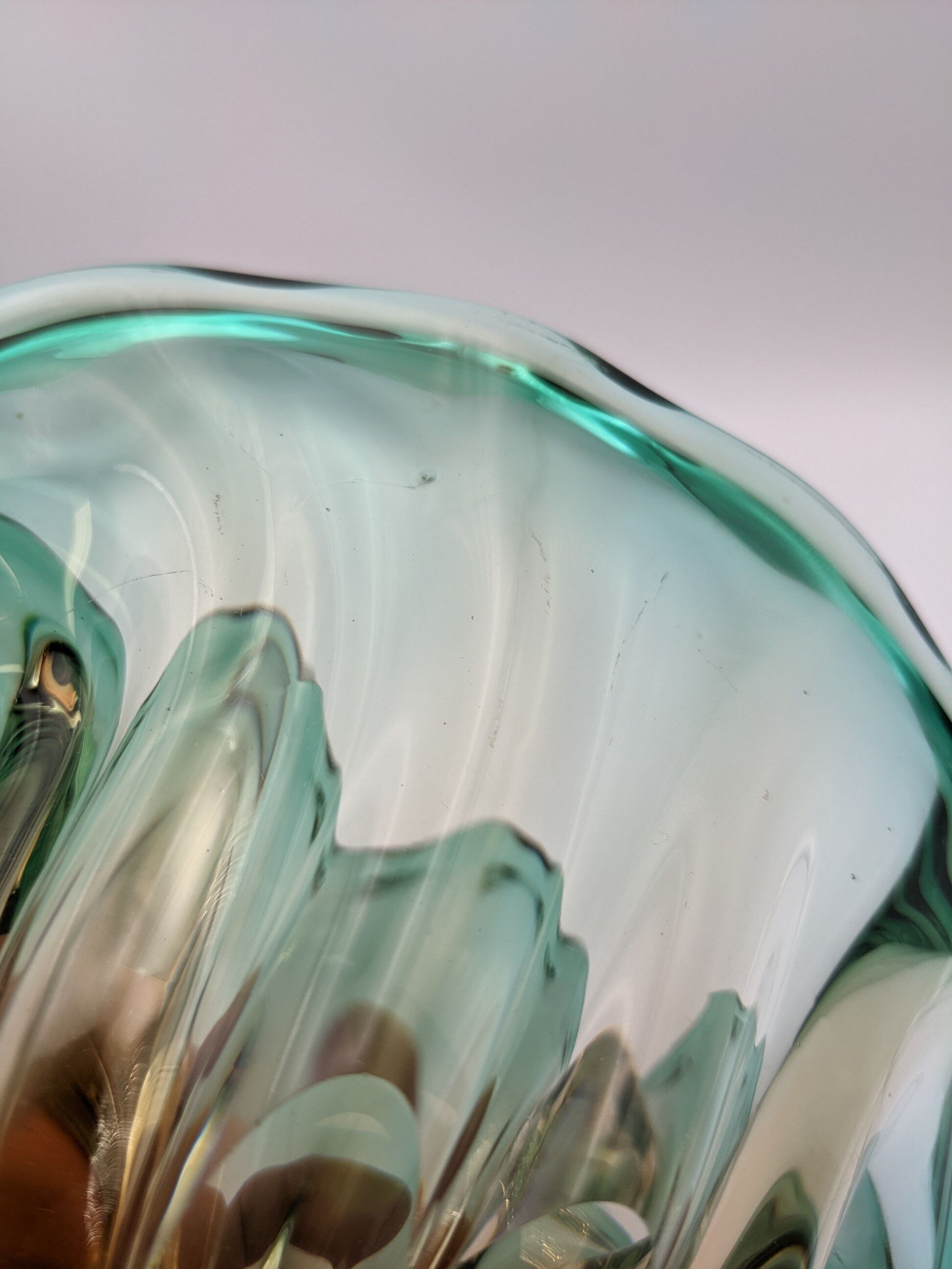 Vide-poche vase verre soufflé coquillage murano seguso bullicante