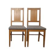 Set of 2 Brutalist chairs in oak and checkered fabric, Denmark, 1960