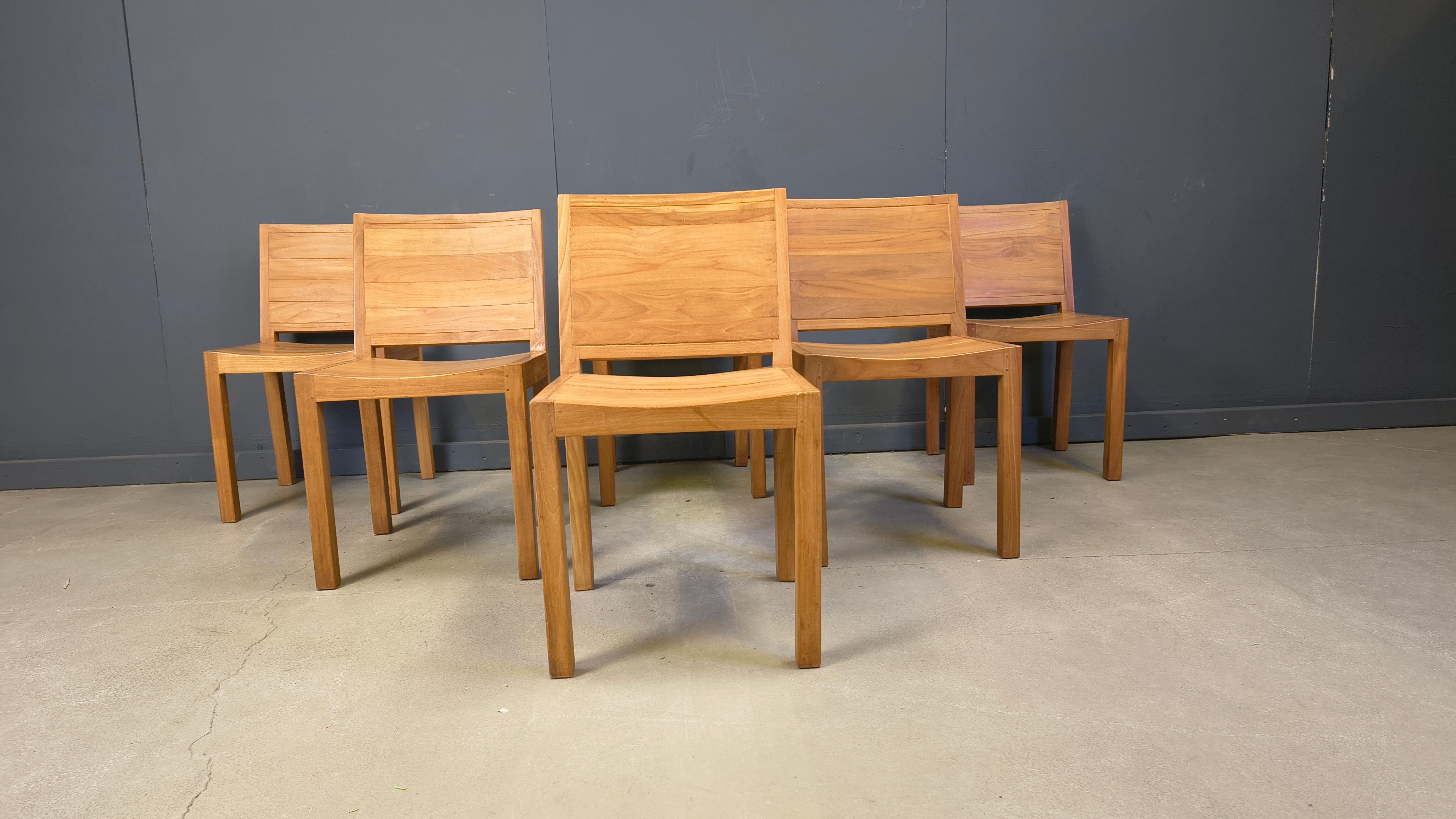 Vintage teak dining chairs set of 6 - 1980s