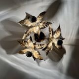 Large Floral Hollywood Regency Flush Lamp by Willy Daro for Massive