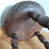 Tripod stool solid wood turned coil way
