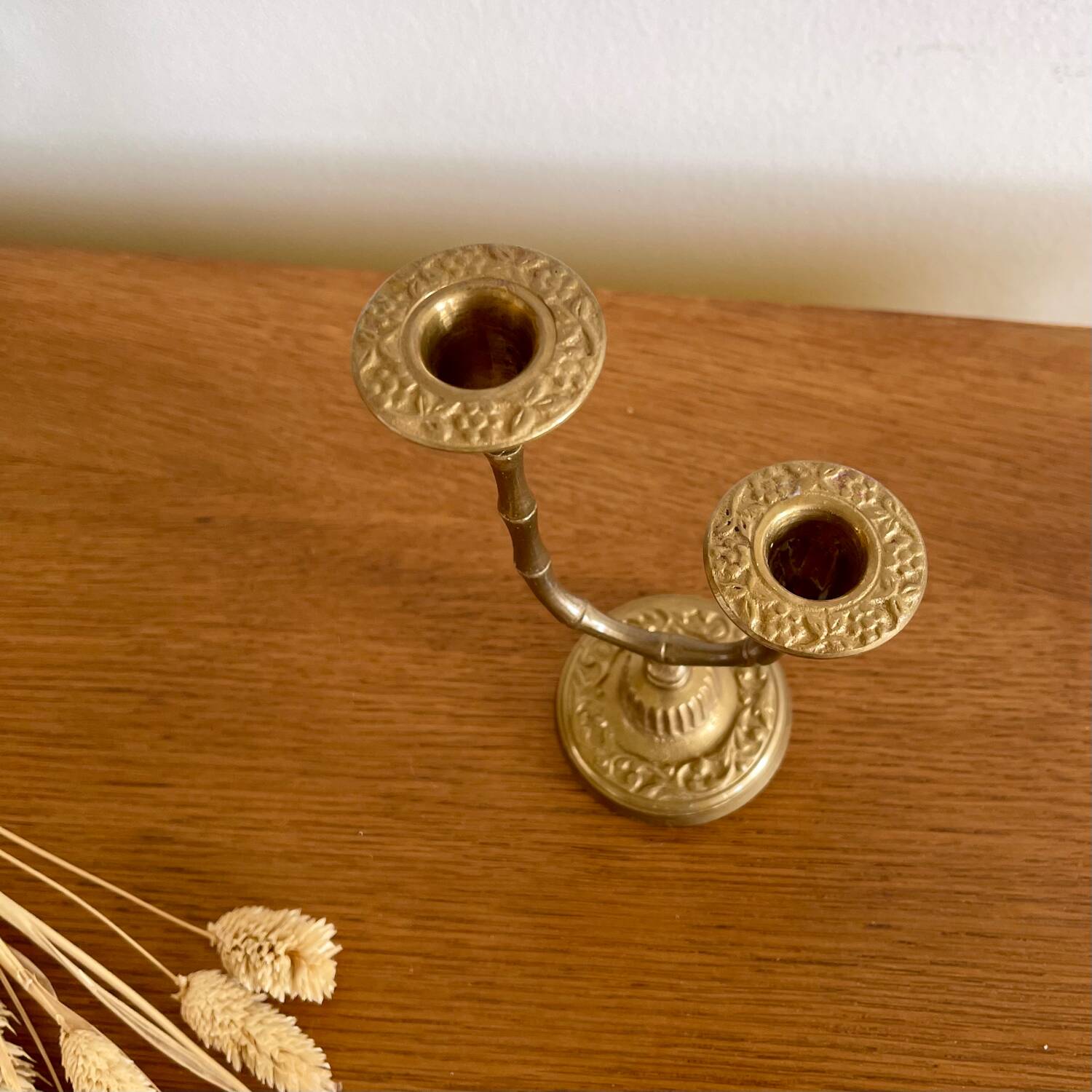 Double brass candlestick