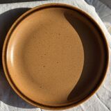 Set of 11 small dessert plates in brown-striped stoneware from Sarreguemines.