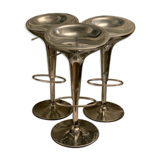 3 bar stools - Magis - Al Bombo - Stefano Giovannoni - Chrome finish