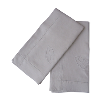 Taies d'oreiller métis blanc brodées main monogramme  a s