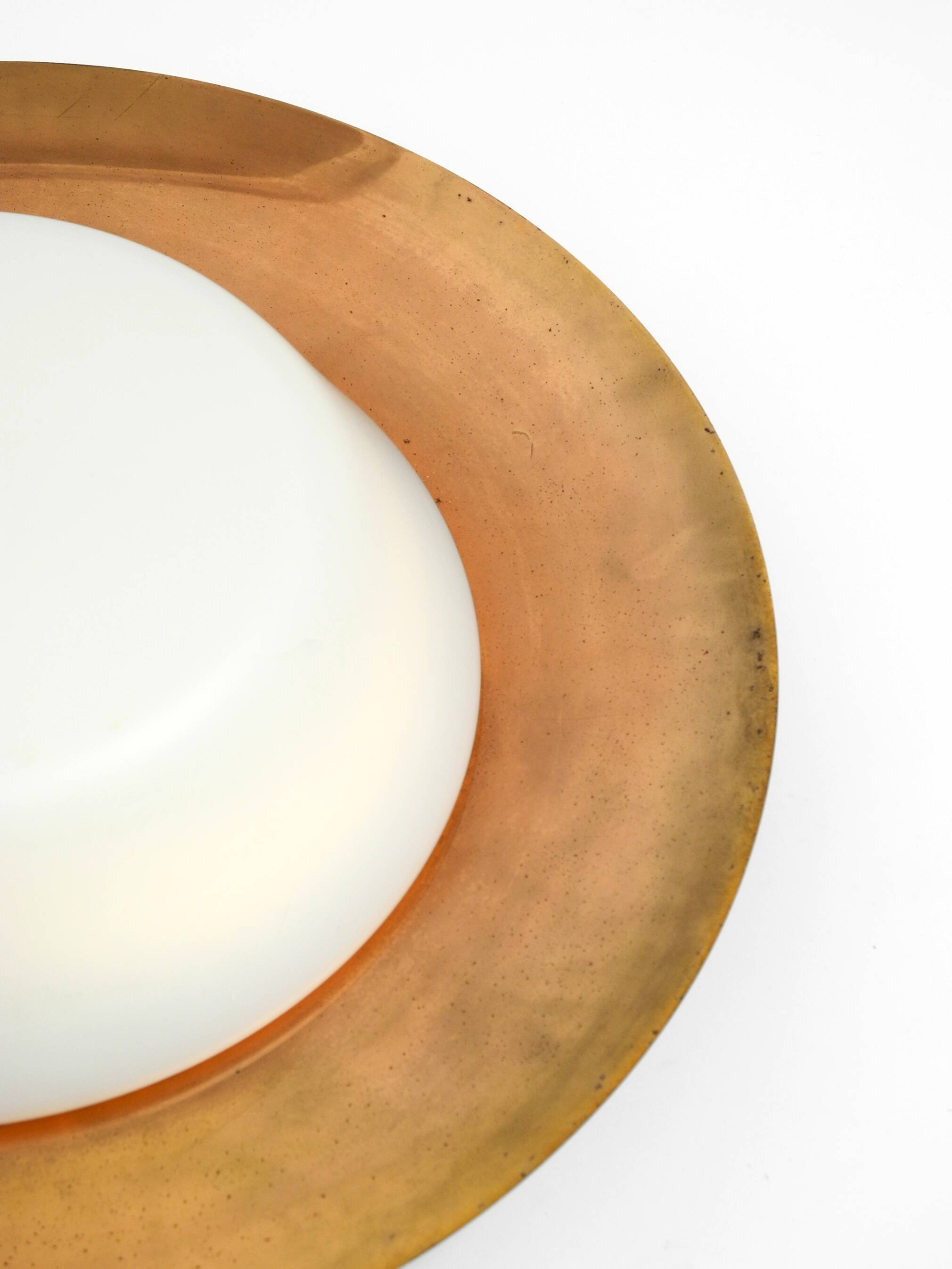 Pair of Mid Century wall or ceiling lamps made of glass with copper-plated