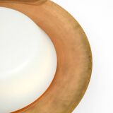 Pair of Mid Century wall or ceiling lamps made of glass with copper-plated