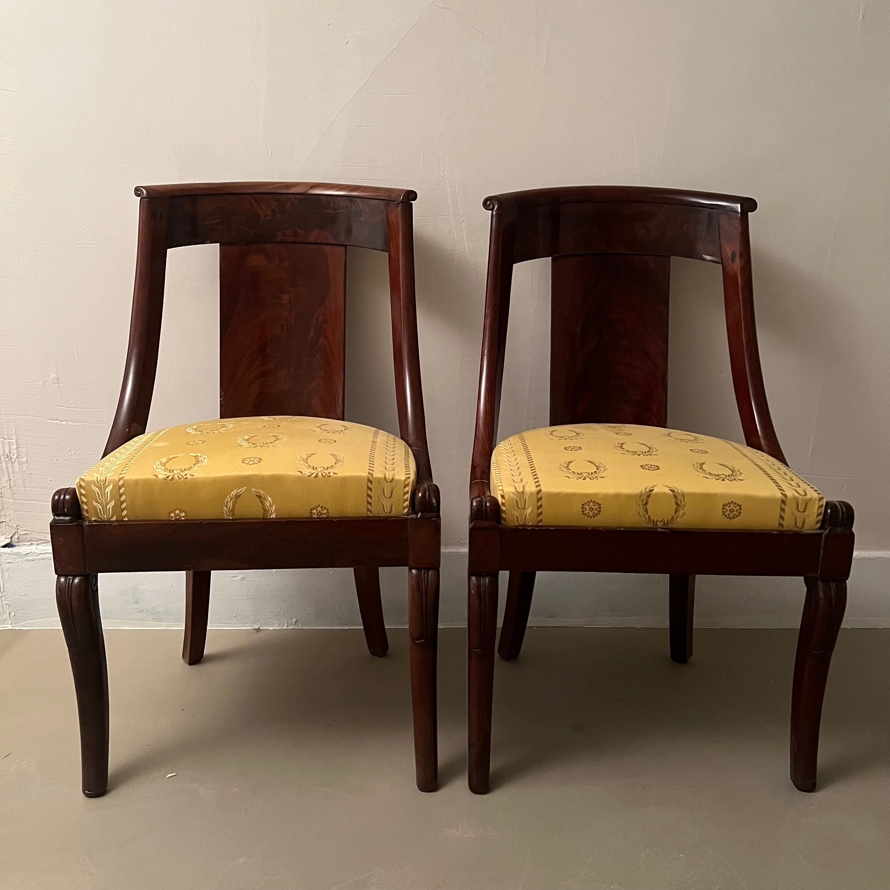 Pair of mahogany empire chairs