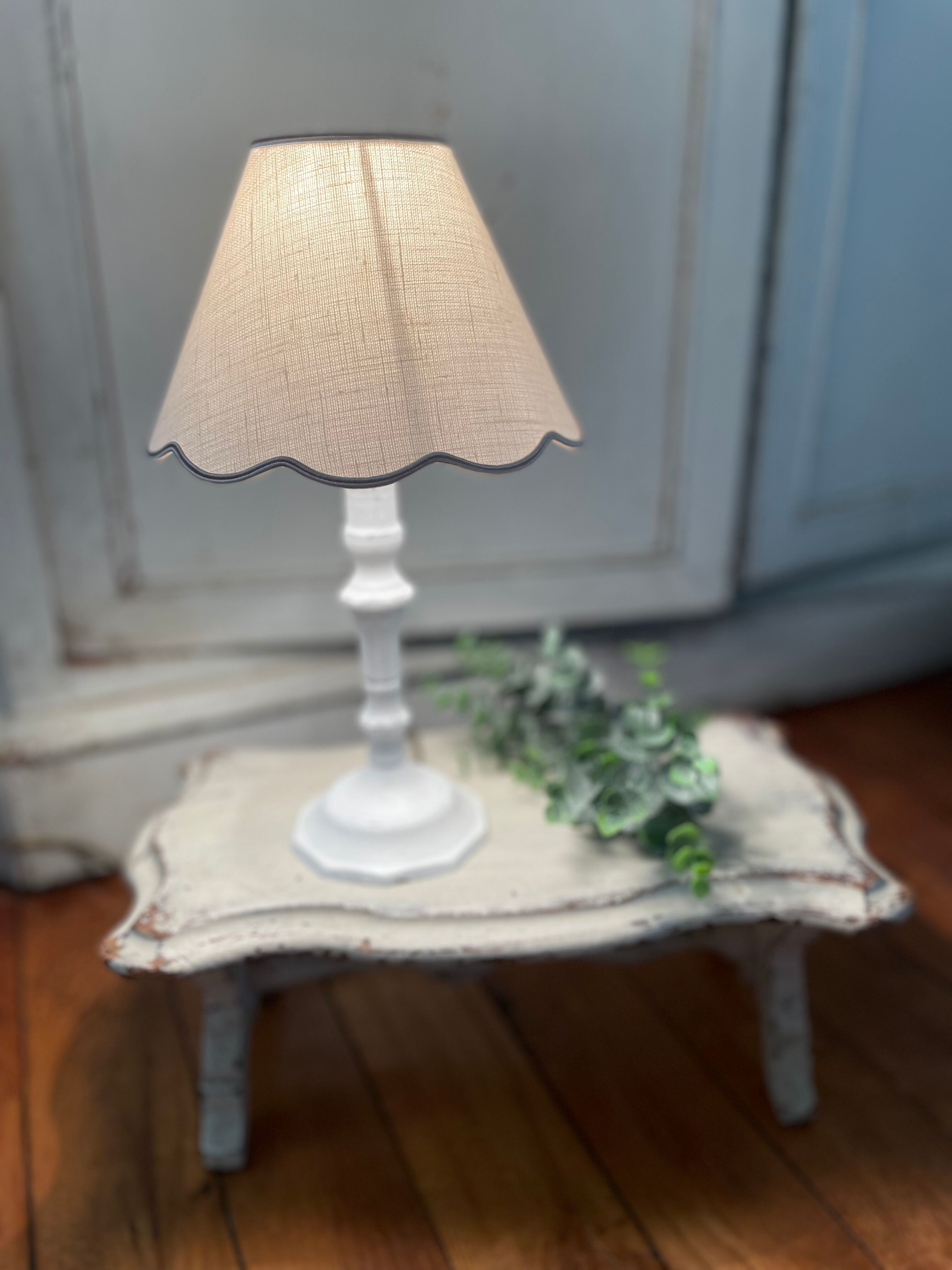 Shabby white patinated lamp