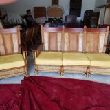 Old set sofa and rattan chair and caning